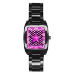 Pink Star Stainless Steel Barrel Watch