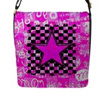 Pink Star Flap Closure Messenger Bag (L)