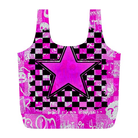 Pink Star Full Print Recycle Bag (L) from ArtsNow.com Front