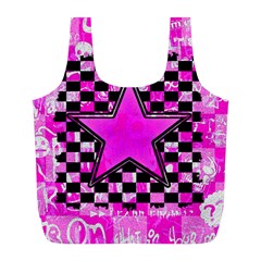 Pink Star Full Print Recycle Bag (L) from ArtsNow.com Front
