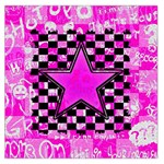 Pink Star Large Satin Scarf (Square)