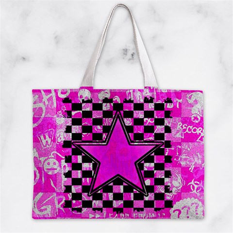 Pink Star Zipper Mini Tote Bag from ArtsNow.com Front