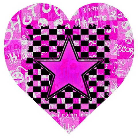 Pink Star Wooden Puzzle Heart from ArtsNow.com Front