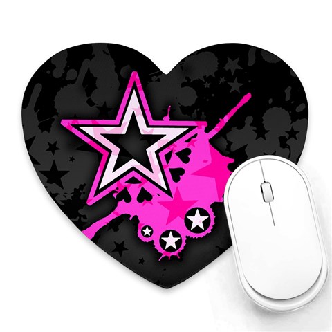 Pink Star Design Heart Mousepad from ArtsNow.com Front