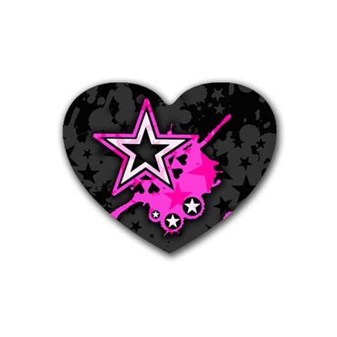 Pink Star Design Rubber Heart Coaster (4 pack) from ArtsNow.com Front