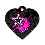 Pink Star Design Dog Tag Heart (One Side)