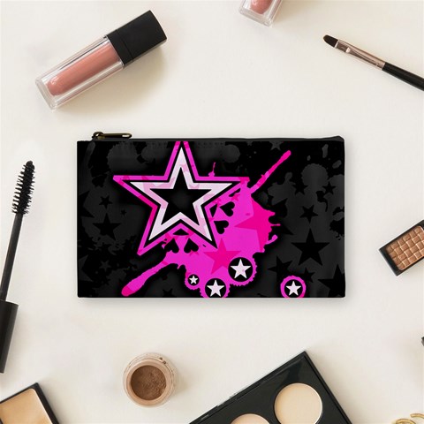 Pink Star Design Cosmetic Bag (Small) from ArtsNow.com Front