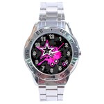 Pink Star Design Stainless Steel Analogue Watch