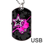 Pink Star Design Dog Tag USB Flash (One Side)