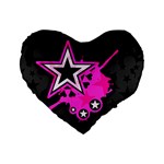 Pink Star Design Standard 16  Premium Heart Shape Cushion 