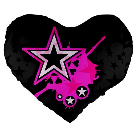 Pink Star Design Large 19  Premium Heart Shape Cushion from ArtsNow.com Front
