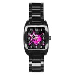 Pink Star Design Stainless Steel Barrel Watch