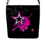 Pink Star Design Flap Closure Messenger Bag (L)