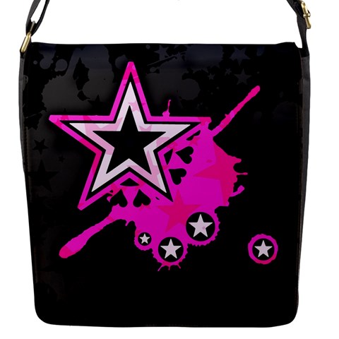 Pink Star Design Flap Closure Messenger Bag (S) from ArtsNow.com Front