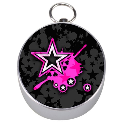 Pink Star Design Silver Compass from ArtsNow.com Front