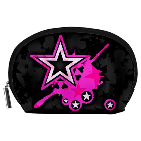 Pink Star Design Accessory Pouch (Large) from ArtsNow.com Front