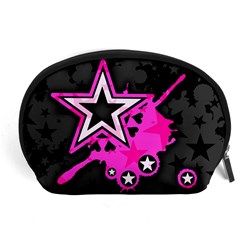 Pink Star Design Accessory Pouch (Large) from ArtsNow.com Front