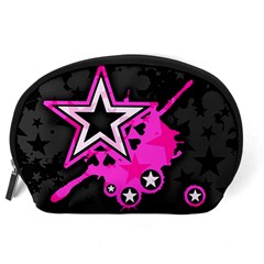 Pink Star Design Accessory Pouch (Large) from ArtsNow.com Back