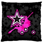 Pink Star Design Large Flano Cushion Case (One Side)