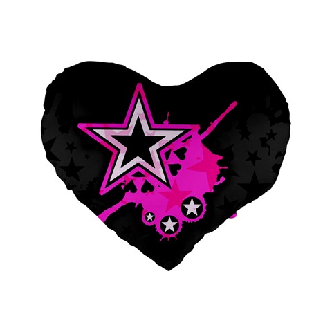 Pink Star Design Standard 16  Premium Flano Heart Shape Cushion  from ArtsNow.com Front