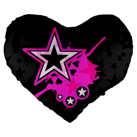 Pink Star Design Large 19  Premium Flano Heart Shape Cushion from ArtsNow.com Front