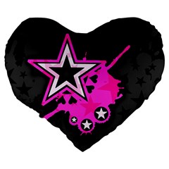 Pink Star Design Large 19  Premium Flano Heart Shape Cushion from ArtsNow.com Back