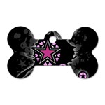 Pink Star Explosion Dog Tag Bone (Two Sides)