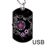 Pink Star Explosion Dog Tag USB Flash (One Side)