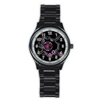 Pink Star Explosion Stainless Steel Round Watch