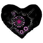 Pink Star Explosion Large 19  Premium Flano Heart Shape Cushion