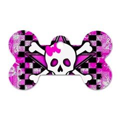 Pink Star Skull Dog Tag Bone (Two Sides) from ArtsNow.com Front