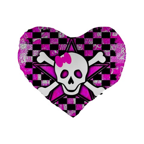Pink Star Skull Standard 16  Premium Heart Shape Cushion  from ArtsNow.com Front