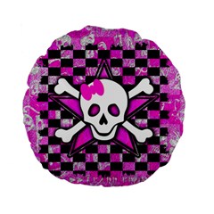 Pink Star Skull Standard 15  Premium Flano Round Cushion  from ArtsNow.com Back