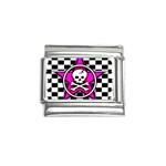 Pink Star Skull Checker Italian Charm (9mm)