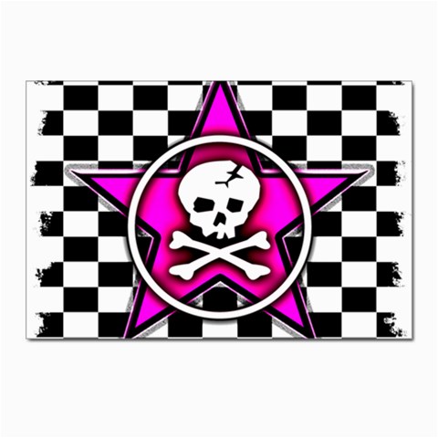 Pink Star Skull Checker Postcard 4 x 6  (Pkg of 10) from ArtsNow.com Front