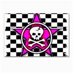 Pink Star Skull Checker Postcard 4 x 6  (Pkg of 10)