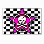Pink Star Skull Checker Postcards 5  x 7  (Pkg of 10)