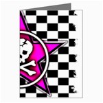 Pink Star Skull Checker Greeting Card