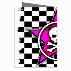 Pink Star Skull Checker Greeting Card from ArtsNow.com Right