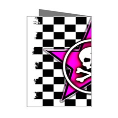 Pink Star Skull Checker Mini Greeting Card from ArtsNow.com Right