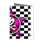 Pink Star Skull Checker Mini Greeting Cards (Pkg of 8)