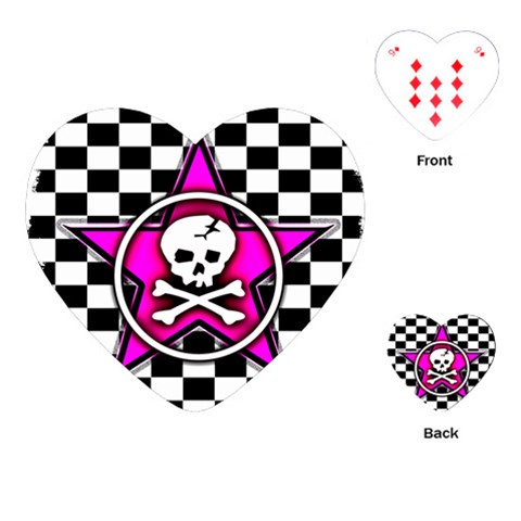 Pink Star Skull Checker Playing Cards Single Design (Heart) from ArtsNow.com Front