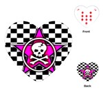 Pink Star Skull Checker Playing Cards Single Design (Heart)