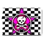 Pink Star Skull Checker Large Doormat