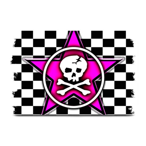 Pink Star Skull Checker Plate Mat from ArtsNow.com 18 x12  Plate Mat