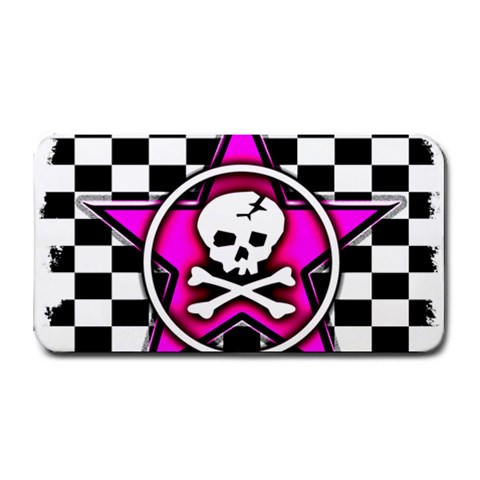 Pink Star Skull Checker Medium Bar Mat from ArtsNow.com 16 x8.5  Bar Mat