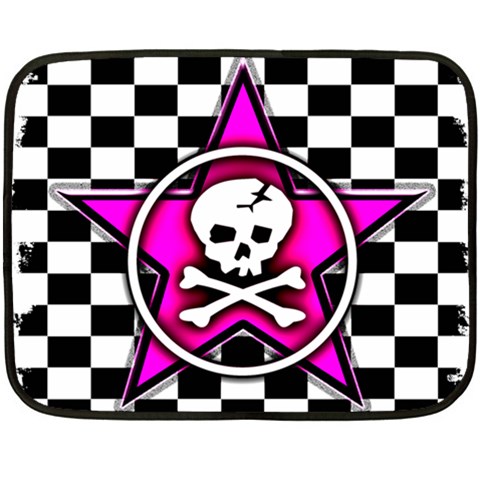 Pink Star Skull Checker Fleece Blanket (Mini) from ArtsNow.com 35 x27  Blanket