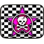 Pink Star Skull Checker Fleece Blanket (Mini)