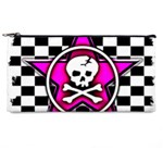 Pink Star Skull Checker Pencil Case