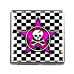 Pink Star Skull Checker Memory Card Reader (Square 5 Slot)